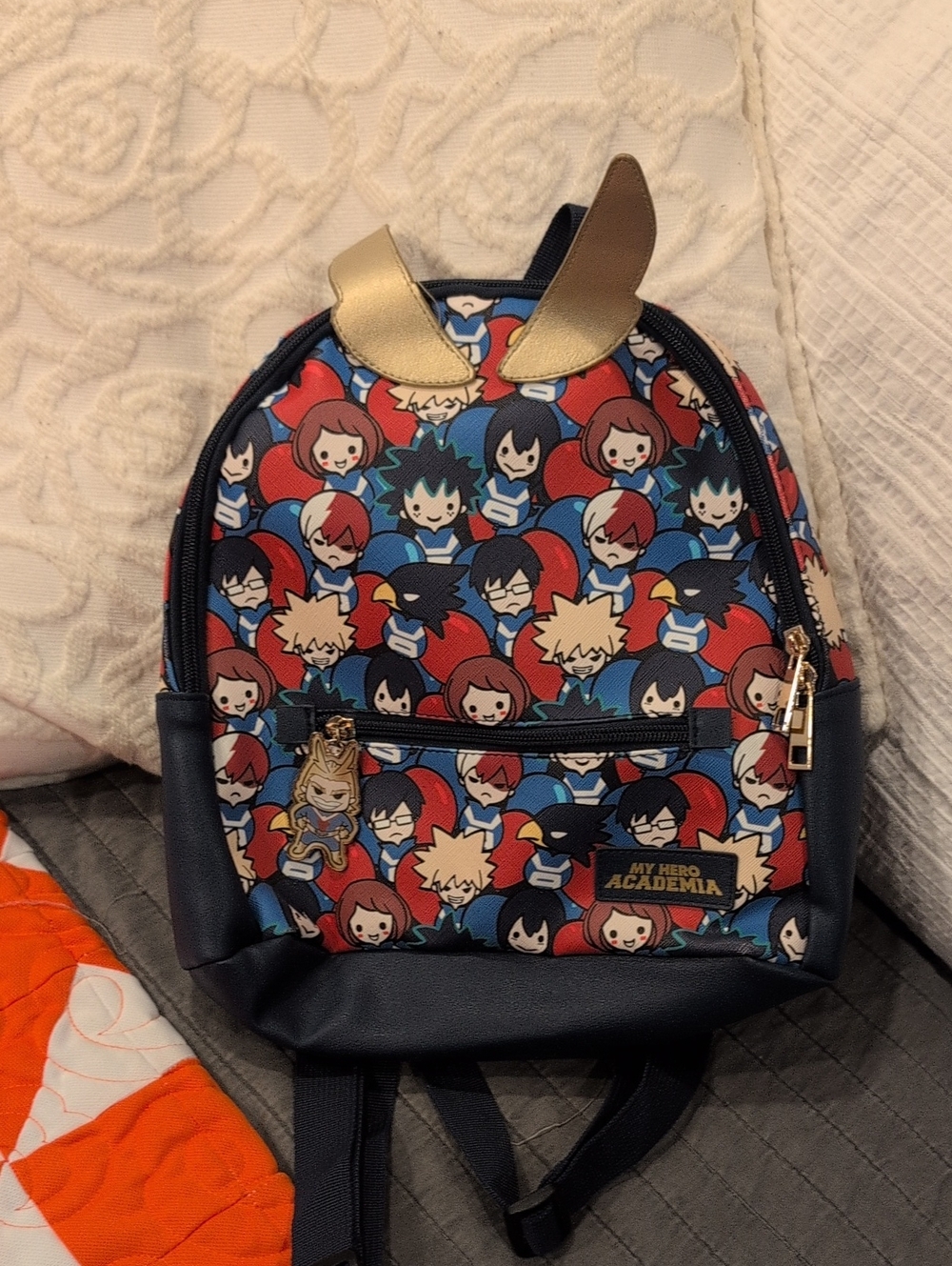 My Hero Academia Kids Mini Backpack in Navy, Red & Gold Accents